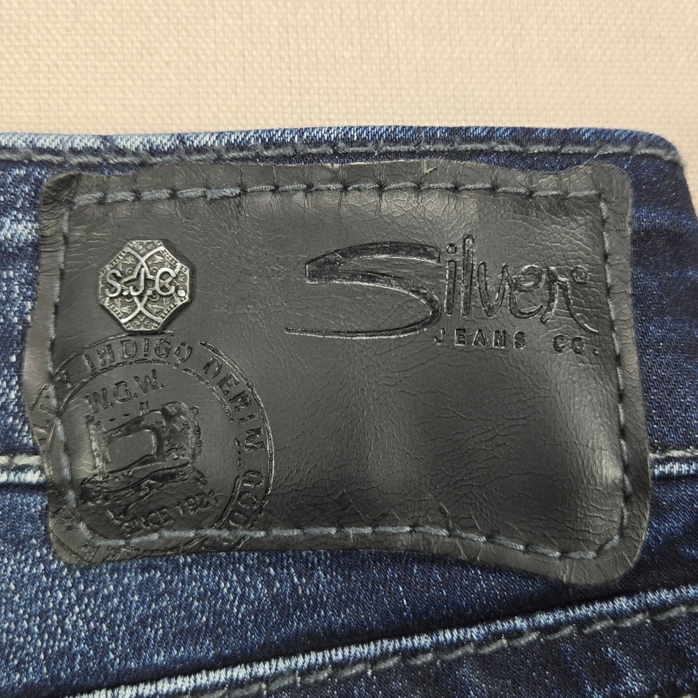 Silver Jeans Suki Super Skinny Rhinestone Mid Rise Dark Wash Womens 29x31 - Picture 3 of 14
